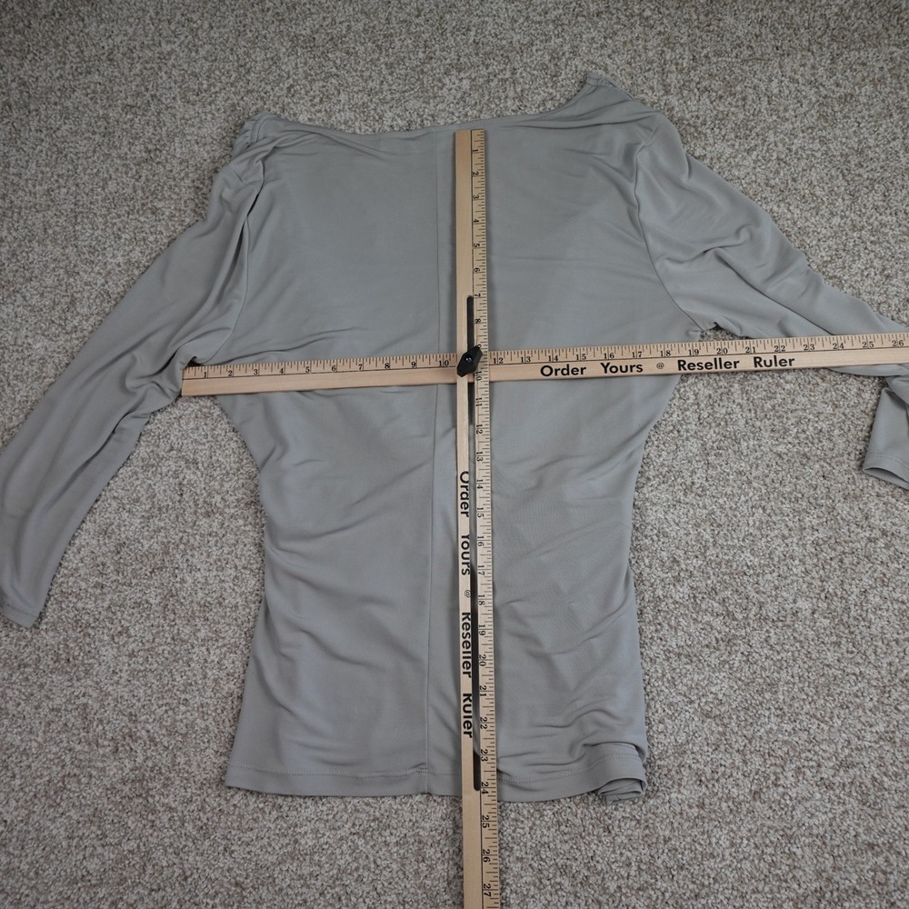 New York & Company Womens Twist Front V-Neck Top Grey 3/4 Sleeve Medium - Picture 5 of 5